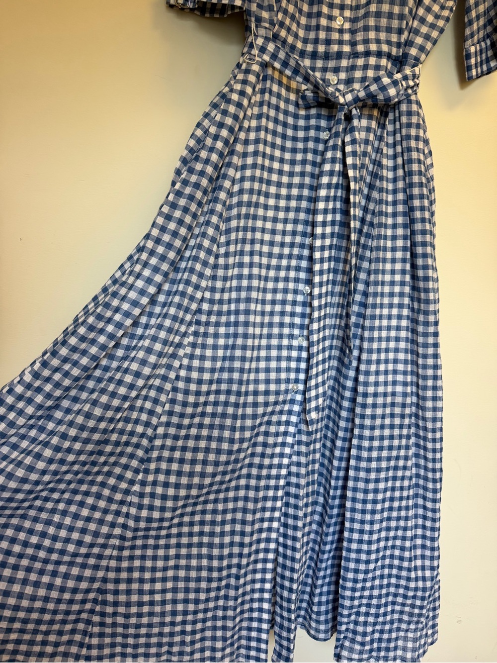 Calvin Klein Blue White Gingham Maxi Button sShirt Dress with Tie Waist Size 8 - Picture 9 of 16